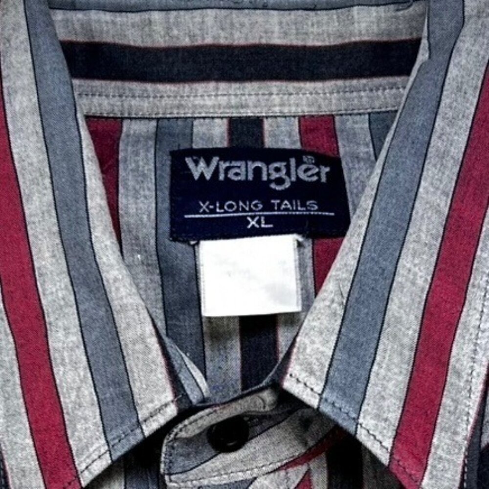 VTG Wrangler Large Striped Pearl Snap Long Sleeve Shirt Western Rodeo - Picture 5 of 6